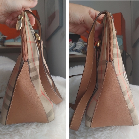 Vintage Burberry Nova Check Horse Canvas & Leather Shoulder Bag - Picture 14 of 16